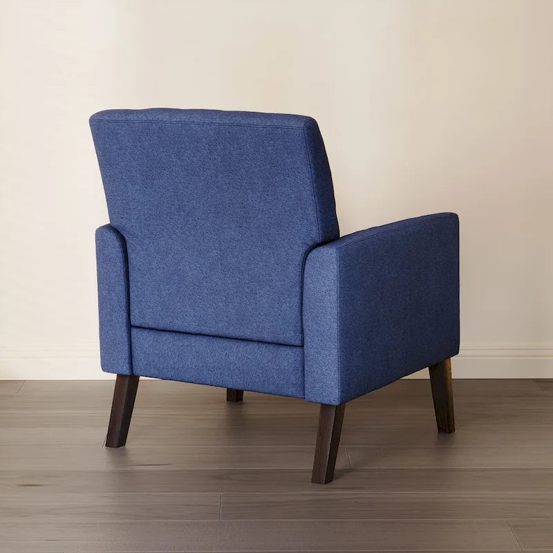 Fauteuil d'appoint capitonné moderne du milieu du siècle avec pieds en noyer et lin – 29,53 H X 30 L X 33,07 P