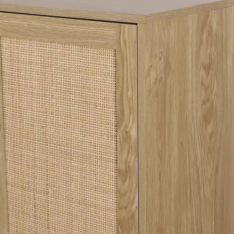 Bahut moderne 2 portes en rotin, meuble de rangement de cuisine pour salon