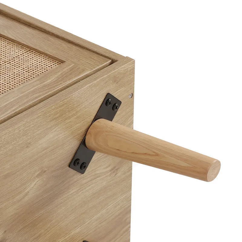 Bahut moderne 2 portes en rotin, meuble de rangement de cuisine pour salon