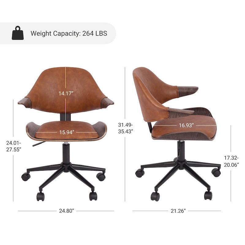 Chaise de bureau réglable et à roulettes