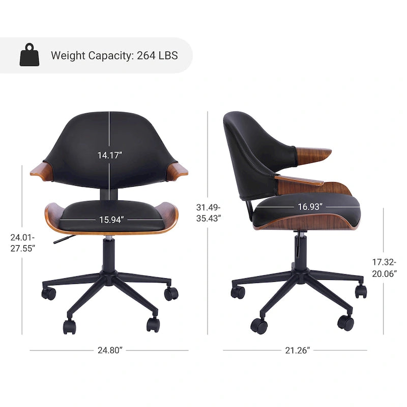 Chaise de bureau réglable et à roulettes