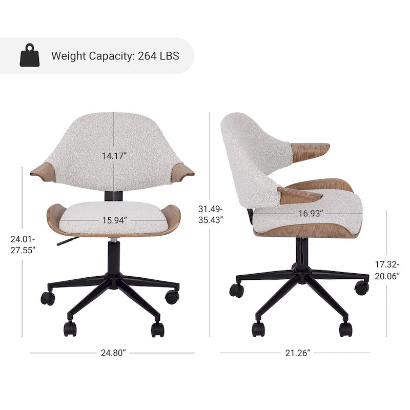 Chaise de bureau réglable et à roulettes